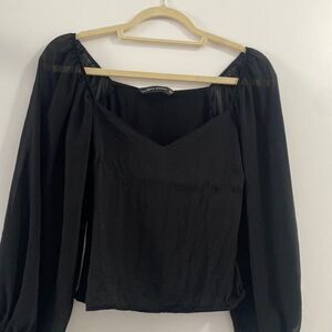 Zara Back top with sheer sleeves